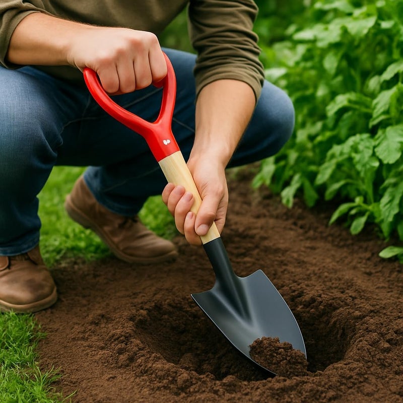 KH866 Shovel Handle Replacement – Short Wooden Handle 36cm Pitch Fork for Gardening Tool Spade, Rake, Digging, Camping, Garden Decoration, Durable D Shaped Grip with Nonslip Surface for Secure Control - Image 4